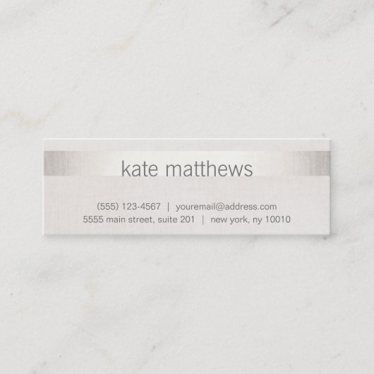 銀モダンフェイク製ストライプオンリネン スキニー名刺 (正面)