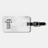 銀モダンフェイク黒モノグはっきりしたラム ラゲッジタグ (正面横)