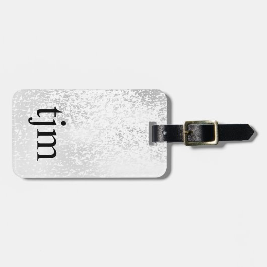 銀モダンフェイク黒モノグはっきりしたラム ラゲッジタグ (正面横)