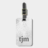 銀モダンフェイク黒モノグはっきりしたラム ラゲッジタグ (正面縦)