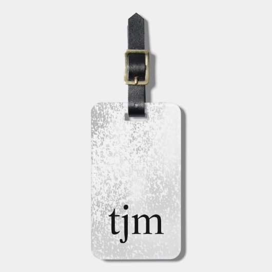 銀モダンフェイク黒モノグはっきりしたラム ラゲッジタグ (正面縦)