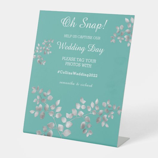 銀モダンフローラ結婚台座サイン 台座サイン (正面)