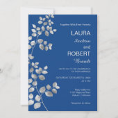 銀モダンフローラ結婚式招待状 招待状 (正面)