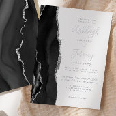 銀モダンブラック・アゲ結婚ート 箔招待状