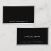 銀モダンプロフェッショナルエレガントシンプルテンプレート 名刺 (正面/裏面)