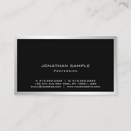 銀モダンプロフェッショナルエレガントシンプルテンプレート 名刺 (裏面)