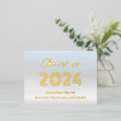 銀モダンミニマルと金ゴールドエレガント応援 箔シーズンポストカード (立ち正面)