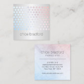 銀モダン上のホログラフィックドットフェイクパターン スクエア名刺 (正面/裏面)