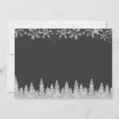銀モダン冬の雪の台本1枚結婚写真 招待状 (裏面)