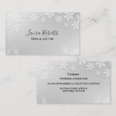 銀モダン冬雪片名刺 名刺 (正面/裏面)
