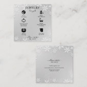 銀モダン冬雪片 スクエア名刺 (正面/裏面)