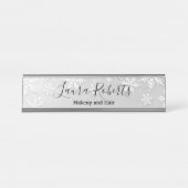 銀モダン冬雪片 デスクネームプレート (正面)