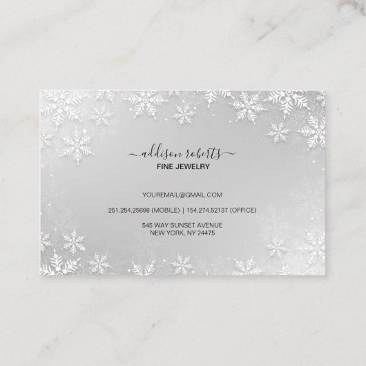 銀モダン冬雪片 名刺 (裏面)