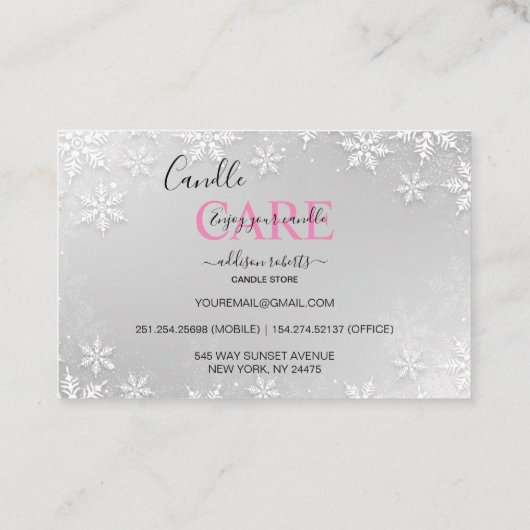 銀モダン冬雪片 名刺 (裏面)