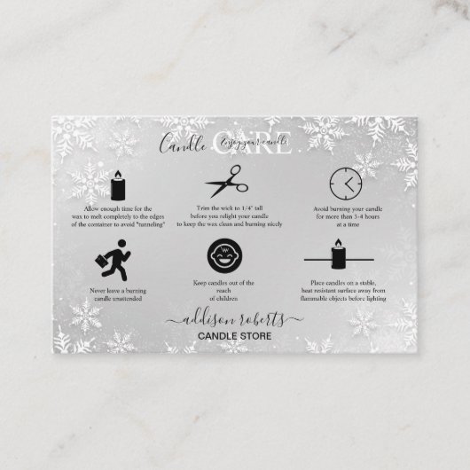 銀モダン冬雪片 名刺 (正面)