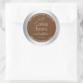 銀モダン包装ラベル茶コーヒー豆 ラウンドシール (バッグ)