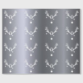 銀モダン抽象芸術おもしろいトナカイ ラッピングペーパー (フラット)