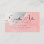 銀モダン水色爪、 ネイル 名刺 (裏面)