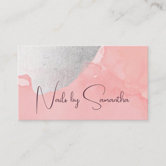 銀モダン水色爪、 ネイル 名刺 (正面)