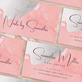 銀モダン水色爪、 ネイル 名刺