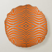 銀モダン灰色とオレンジ色の縞模様 ラウンドクッション (裏面)