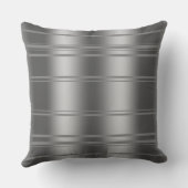 銀モダン灰色と灰色のストライプ クッション (裏面)