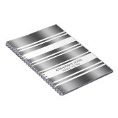 銀モダン灰色と白のストライプ模様 ノートブック (右側)