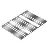 銀モダン灰色と白のストライプ模様 ノートブック (左側)