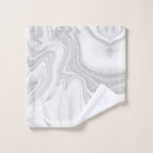 銀モダン灰色のエレガント大理石 バスタオルセット (ウォッシュタオル)