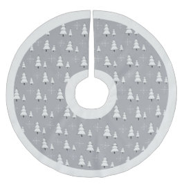 銀モダン灰色のクリスマスの木と雪 ブラッシュドポリエステルツリースカート