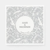 銀モダン灰色グラフィックフローラ植物学 スタンダードランチョンナプキン (正面)