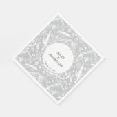 銀モダン灰色グラフィックフローラ植物学 スタンダードランチョンナプキン (角)