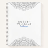 銀モダン灰色マンダラ ノートブック (正面)