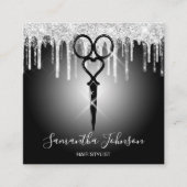 銀モダン点滴美容師 スクエア名刺 (正面)