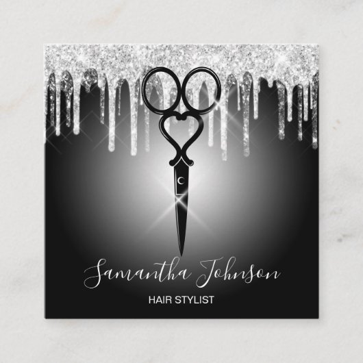 銀モダン点滴美容師 スクエア名刺 (正面)