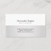 銀モダン白フェイク美容師アポイントメント 予約カード (正面)