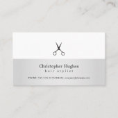 銀モダン白フェイク美容師アポイントメント 予約カード (正面)