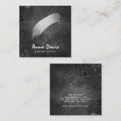 銀モダン筆化粧 スクエア名刺 (正面/裏面)