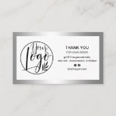 銀モダン箔のロゴオーダ感謝していユー 名刺 (正面)