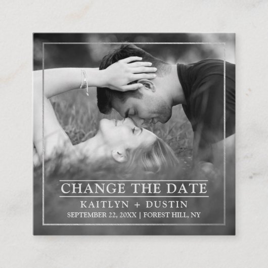 銀モダン箔の写真日付の変更 エンクロージャーカード (正面)