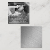 銀モダン箔の写真日付の変更 エンクロージャーカード (正面/裏面)