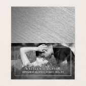 銀モダン箔の写真日付カードの変更 名刺 (内部フラット)