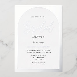 銀モダン箔アーチスクリプトブライダルシャワー 箔招待状