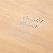 銀モダン箔エフェクトカップルウェディングシャワー アクリル招待状 (レイダウン)