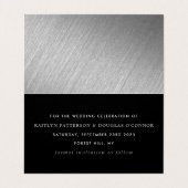 銀モダン箔スクリプト日付カードの変更 名刺 (内部フラット)