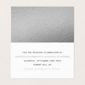 銀モダン箔スクリプト日付カードの変更 名刺 (内部フラット)