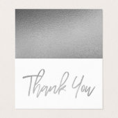 銀モダン箔スクリプ結婚トのサンキューカード 名刺 (外部フラット)