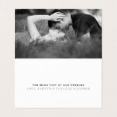 銀モダン箔スクリプ結婚トのサンキューカード 名刺 (内部フラット)