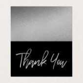 銀モダン箔スクリプ結婚トのサンキューカード 名刺 (外部フラット)