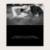 銀モダン箔スクリプ結婚トのサンキューカード 名刺 (内部フラット)